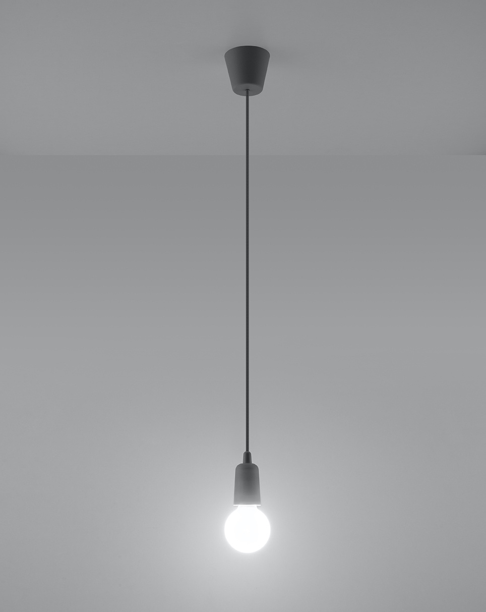 DIEGO 1 lampă suspendată gri + 1x bec LED E27 4000K rece 7,5W 650lm
