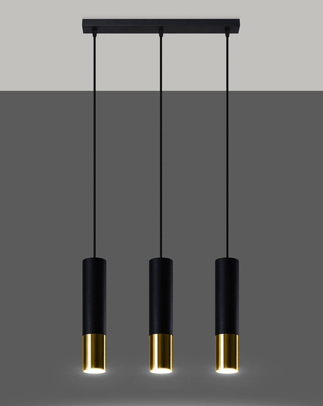 LOOPEZ 3L negru / aur lampă suspendată + 3x GU-10 4000K rece 7W 630lm bec LED