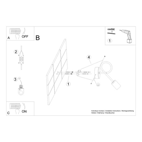 Lampă de perete SUPEŁ aur lucios + 1X bec LED E27 3000K cald 7,5W 620lm