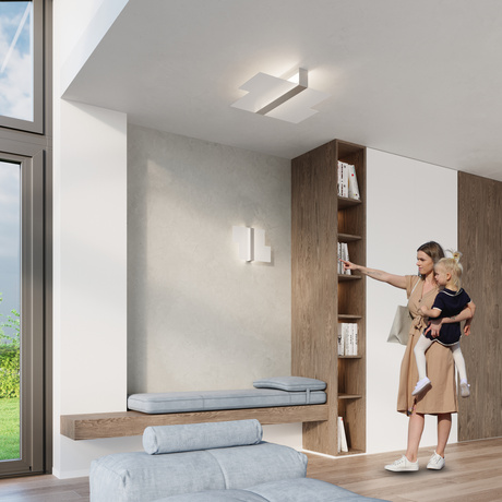 Plafonieră cromată MASSIMO + 2 becuri LED E27 4000K Cold 7.5W 650lm