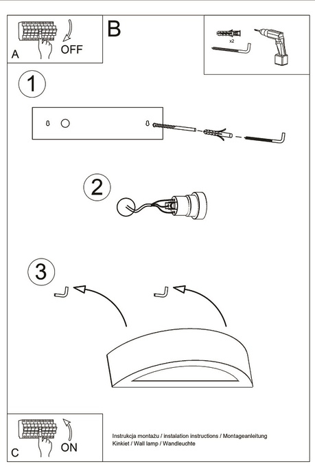 Aplică ceramică ATENA gri + 1x bec LED E27 4000K Cold 7.5W 650lm