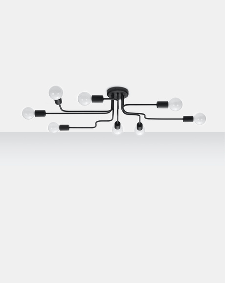 Candelabru VECTOR 8 negru + 8x bec LED E27 4000K rece 7.5W 650lm