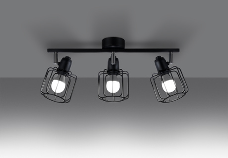 Plafonieră BELUCI 3 negru + 3x bec LED E14 4000K Rece 7.5W 680lm