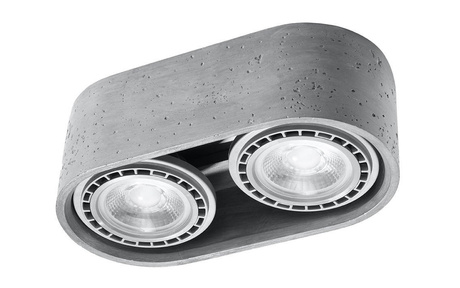 Plafonieră BASIC 2 beton + 2x bec LED GU10 AR111 3000K Warm 12W 800lm