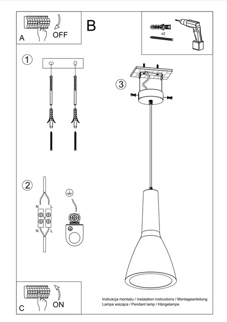 EMPOLI lampă suspendată + 1x bec LED E27 3000K cald 7,5W 620lm