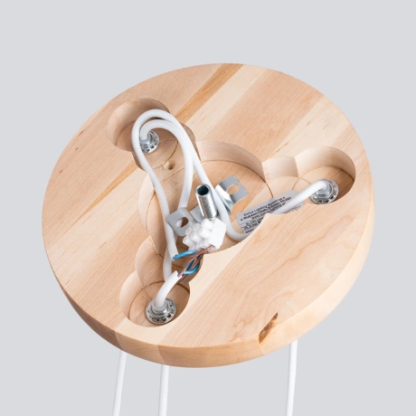 Lampă suspendată PEKKA 3P alb/lemn natural