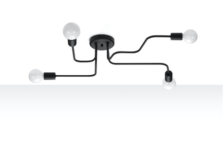 Candelabru VECTOR 4 negru + 4x bec LED E27 3000K cald 7.5W 620lm