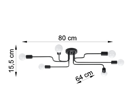 Candelabru VECTOR 6 negru + 6X bec LED E27 3000K 7W 760lm