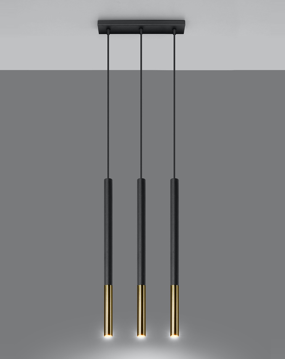 Lampă suspendată MOZAICA 3L negru / auriu + 3x bec LED G9 3000K Warm 4.5W 510lm