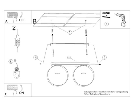 Plafonieră TITRAN 2 alb + 2x bec LED E27 4000K rece 7.5W 690lm
