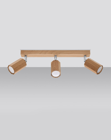 Plafonieră ZEKE 3 stejar + 3x bec LED GU-10 4000K Cold 7W 630lm