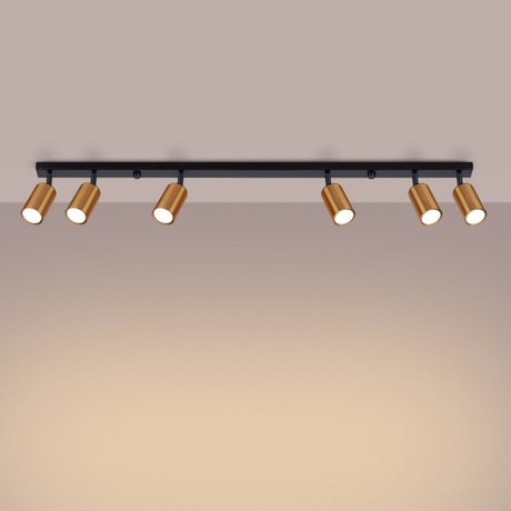 Plafonieră WINX 6L negru / cupru + 6x bec LED GU-10 4000K rece 7W 530lm