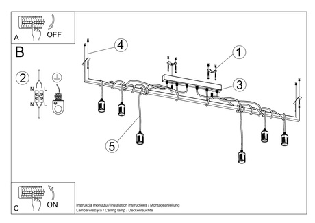 Candelabru SALAMANCA 6 negru + 6x bec LED E27 3000K cald 7.5W 620lm