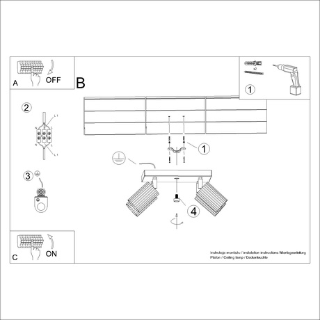 Plafonieră KARBON 4 taupe