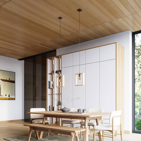 ARIES lampă suspendată din lemn natural + 1x bec LED E27 3000K 7W 760lm