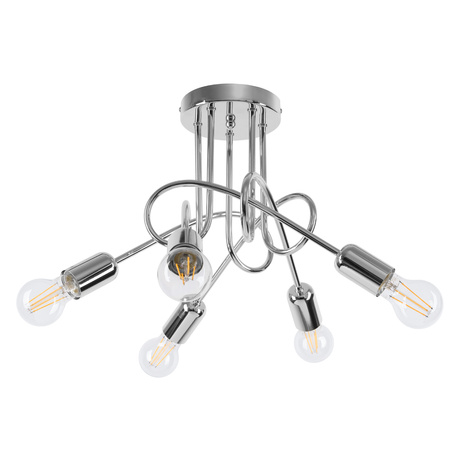 Candelabru SUPEŁ 5 crom + 3X bec LED E27 3000K Warm 7,5W 620lm