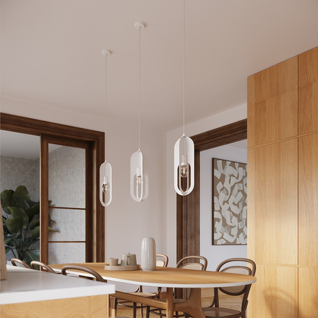 NICUS 1 lampă suspendată albă + 1x bec LED E27 3000K Warm 7,5W 620lm