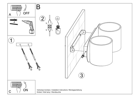 Lampă de perete ORBIS 2 negru + 2x bec LED G9 3000K Warm 4.5W 510lm