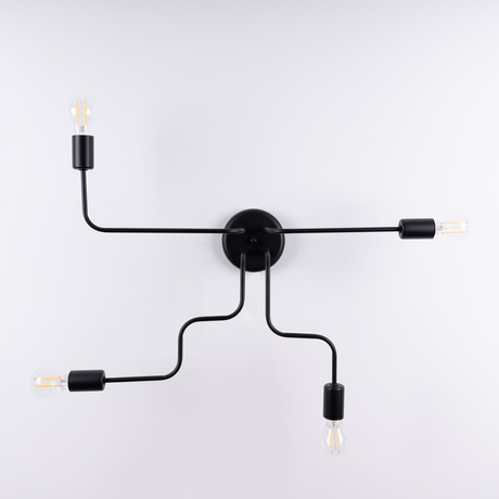 Candelabru VECTOR 4 negru + 4X bec LED E27 3000K 7W 760lm