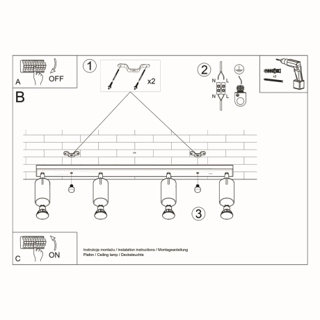 Plafonieră RING 4L alb