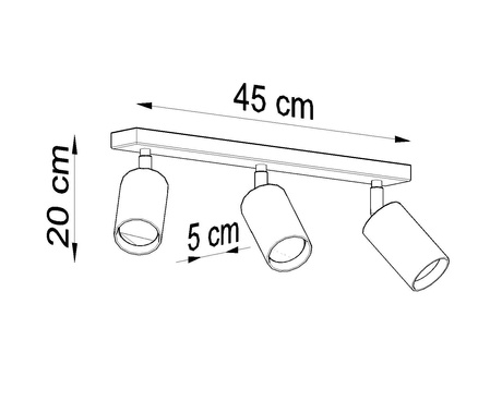 Plafonieră BERG 3 lemn natural + 3x bec LED GU-10 3000K Warm 7W 620lm