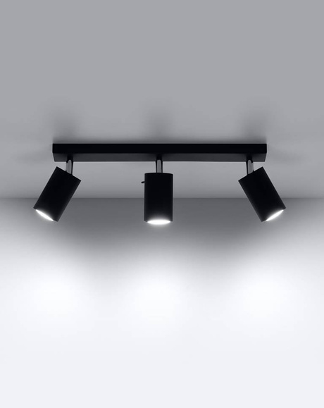 Plafonieră RING 3L negru + 3x bec LED GU-10 4000K rece 7W 630lm