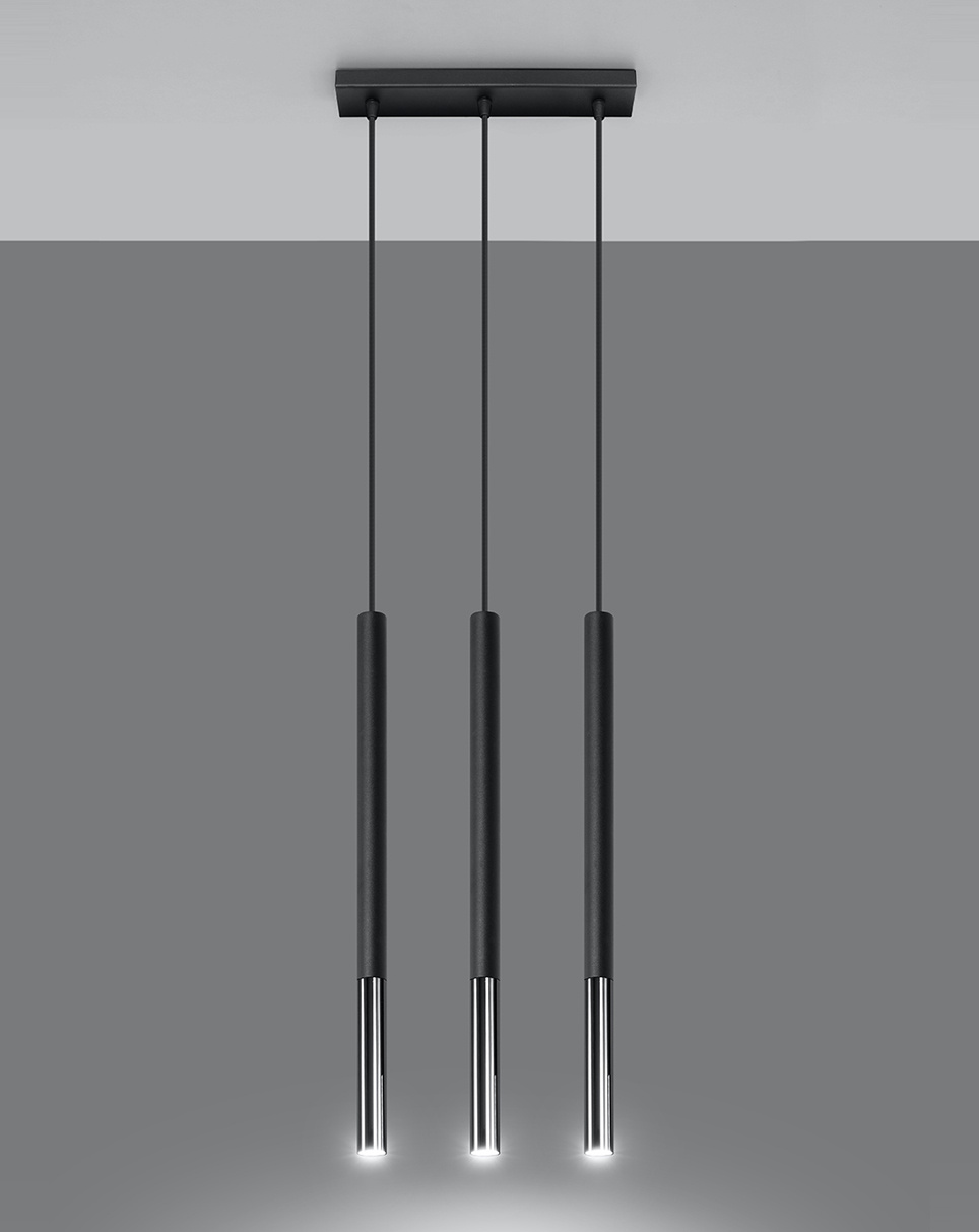 Lampă suspendată MOZAICA 3L negru/cromo + 3x bec LED G9 4000K Cold 4,5W 530lm