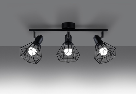 Plafonieră ARTEMIS 3 negru + 3x bec LED E14 3000K Warm 7.5W 620lm