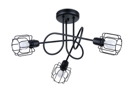 Candelabru BELUCI 3S negru + 3x bec LED E14 4000K rece 7,5W 680lm