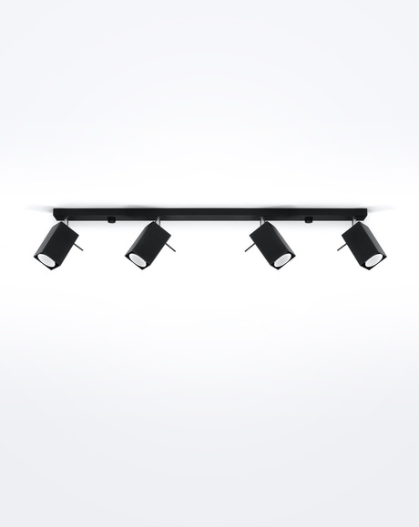 MERIDA plafonieră 4L negru + 4x bec LED GU-10 4000K rece 7W 630lm