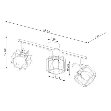 Plafonieră BELUCI 3 negru + 3x bec LED E14 4000K Rece 7.5W 680lm
