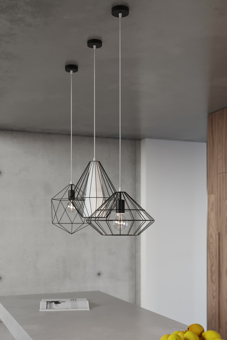 Lampă suspendată DEMI negru + 1x bec LED E27 4000K rece 7,5W 650lm