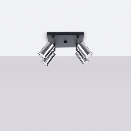 Plafonieră WINX 4 negru/cromo + 4 becuri LED GU-10 3000K Warm 7W 510lm