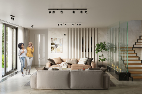 NERO lampă de perete negru / crom + 1x bec LED GU-10 4000K rece 7W 630lm