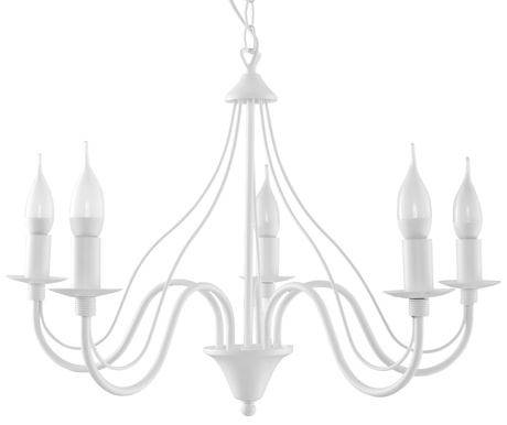 Candelabru MINERWA 5 alb + 5x bec LED E14 4000K rece 7.5W 650lm
