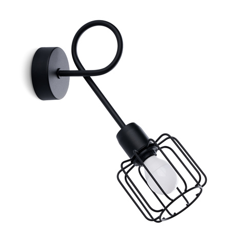 BELUCI 1S lampă de perete negru + 1x bec LED E14 3000K Warm 7.5W 620lm