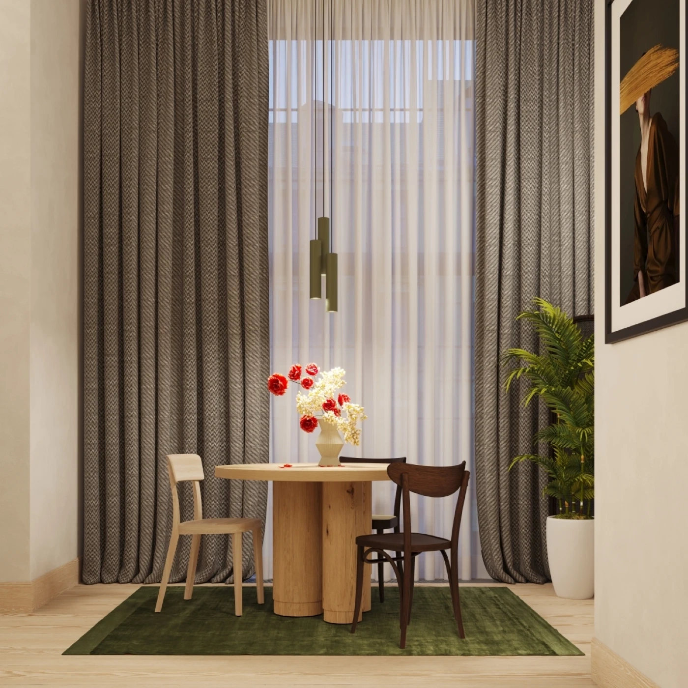 Lampă suspendată LAGOS 2 verde măsliniu