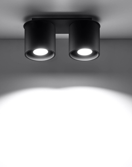 Plafonieră ORBIS 2 negru + 2x bec LED GU-10 4000K rece 7W 630lm