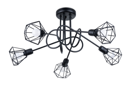 Candelabru ARTEMIS 5S negru + 5x bec LED E14 4000K rece 7.5W 680lm