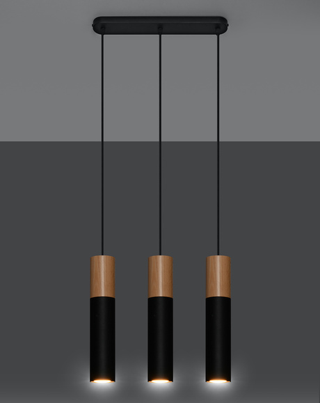PABLO 3 lampă suspendată negru + 3x bec LED GU-10 4000K rece 7W 630lm