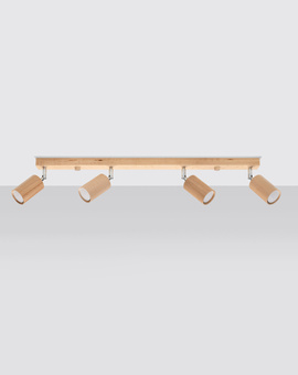 Plafonieră BERG 4 lemn natural + 4x bec LED GU-10 4000K rece 7W 630lm