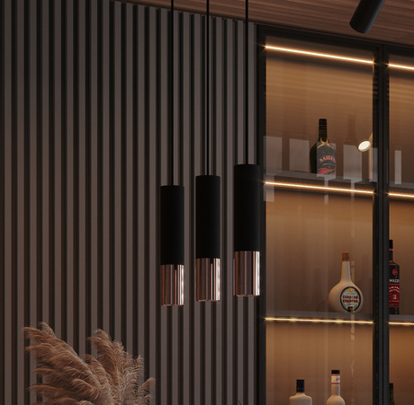 LOOPEZ 3P negru / cupru lampă suspendată + 3x GU-10 4000K rece 7W 630lm bec LED