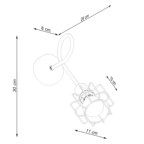Lampă de perete BELUCI 1S negru + 1x bec LED E14 4000K rece 7,5W 680lm