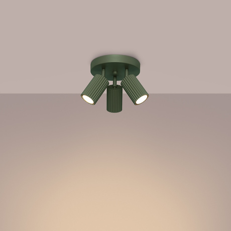 Plafonieră KARBON 3P verde măsliniu