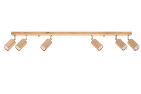 Plafonieră BERG 6 lemn natural + 6x bec LED GU-10 4000K Cold 7W 630lm