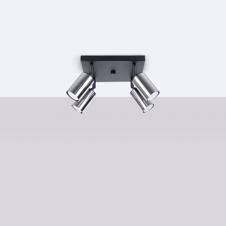 Plafonieră WINX 4 negru/cromo + 4 becuri LED GU-10 4000K Cold 7W 530lm