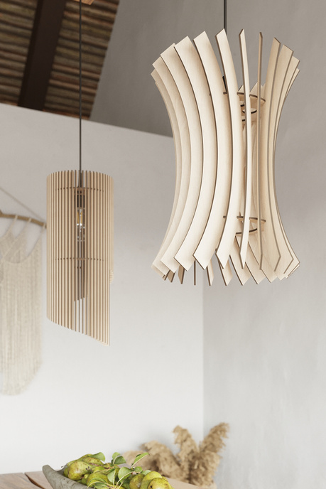 ALEXIA lampă suspendată lemn natural +1x bec LED E27 4000K rece 7.5W 650lm