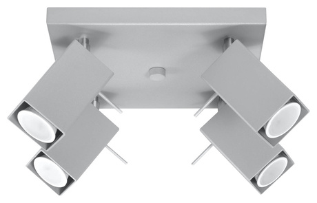 Plafonieră MERIDA 4 gri + 4x bec LED GU-10 4000K Rece 7W 630lm