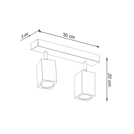 Plafonieră KEKE 2 stejar + 2x bec LED GU-10 3000K Warm 7W 620lm