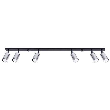 Plafonieră WINX 6L negru/cromo + 6x bec LED GU-10 4000K Cold 7W 530lm